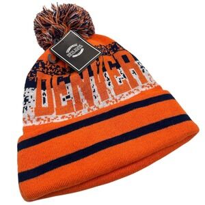 NEW Denver Broncos Pom Pom Knit Beanie Winter Hat‎ Orange Blue NFL Football